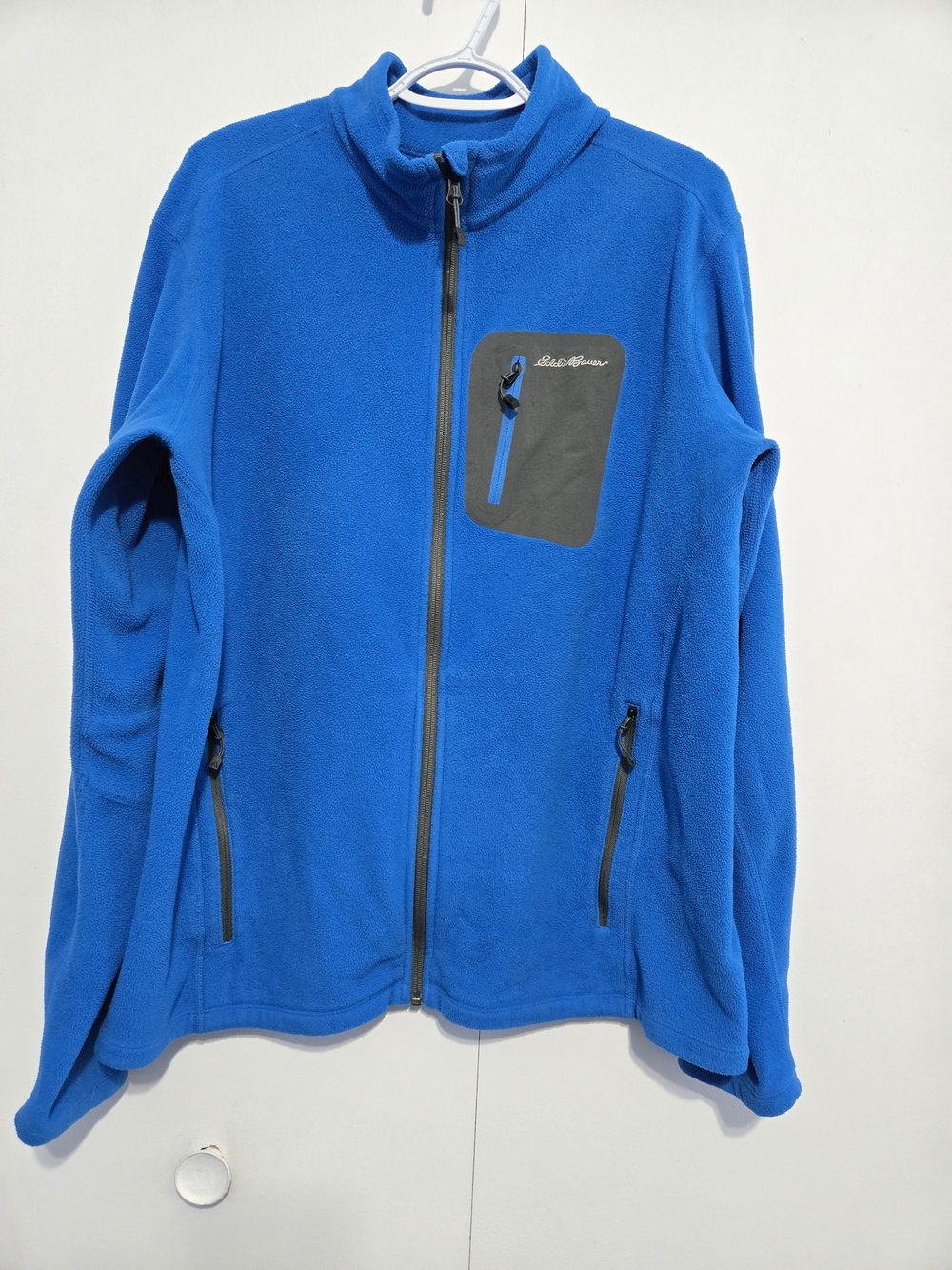 Eddie Bauer Polartec Fleece Jacket Men XL Blue Full Zip Outdoor Hiking Coat